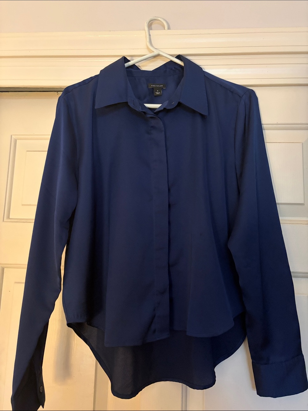 Ann Taylor Deep Navy Collared Blouse